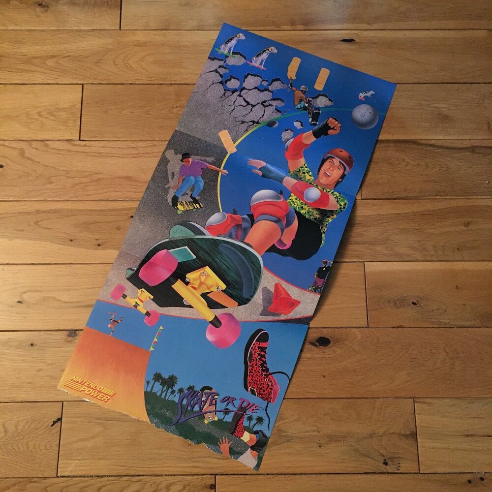 Vintage 1988 Skate or Die Nintendo Power Poster